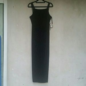 NWT Teddi Velvet Glitter Long Dress Black 14